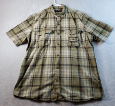 North River Shirt Mens Size XL Green White Plaid Cotton Short Sleeve Button Down - £8.13 GBP
