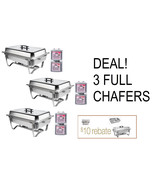3 PACK DEAL FOLDING CHAFING  Dish Sets CHAFER WARMER CATERING 8 QT STAIN... - $3,193.49 MXN