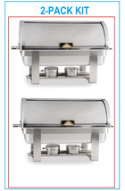 2 Pack Full Kit 8 Qt Deluxe Roll Top Chafer Stainless Chafing Dish Free Ship - $407.89