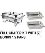 New CATERING CHAFER SET BONUS 2 HALF PANS CHAFING STAINLESS FULL AND HAL... - $1,627.11 MXN
