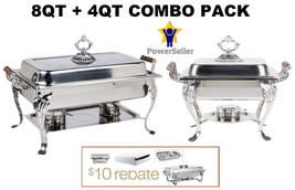 NEW 8QT + 4QT CLASSIC chafer dish sets chafing warmer CATERING RESTURAUN... - $293.60