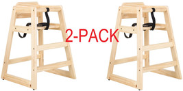 New Restaurant Style Wooden High Chair - Natural Finish 2 PACK DEAL! - £215.63 GBP