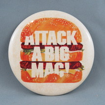 1980s Mc Donald&#39;s Staff Pin - Attack a Big Mac - Awesome Vibrant Graphic... - £14.95 GBP