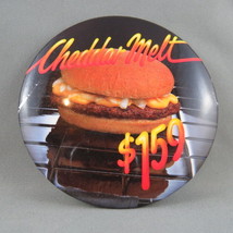 1980s Mc Donald's Staff Pin - Mc Cheddar Melt  - Sick Neon Graphics !!  - $15.00