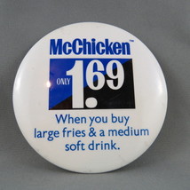 1980s Mc Donald&#39;s Staff Pin - Mc Chicken Sale Pin - Only 1.69 !!! - £9.44 GBP