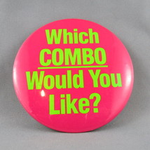 1980s Mc Donald's Staff Pin - Which Combo Would You Like - Neon Graphics !!! - $15.00