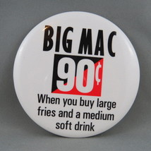 1980s Mc Donald's Staff Pin -- 90 cent Big Mac Promo Pin - Wow what a Deal !!  - $15.00