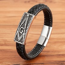 Neo-gothic Stainless Steel Mens Leather Bracelet Braided Wrap Magnet Clasp Anima - £14.86 GBP
