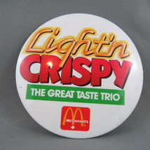 1980s Mc Donald&#39;s Staff Pin - - Light&#39;n Cripsy - The Great Taste Trio !!  - £11.99 GBP