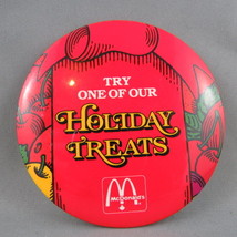 1980s Mc Donald's Staff Pin - - Try our Holiday Treats - Awesome !!  - $15.00