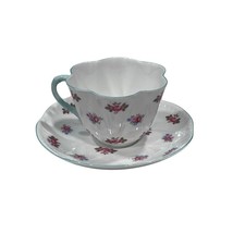 Rare SHELLEY England Rosebud Fluted Teacup and Saucer Set - Vintage Bone China - $21.37