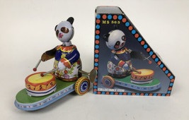 Panda Drumming Animal ￼Circus Carnival Metal Windup Toy VTG Protocol MS ... - £15.79 GBP