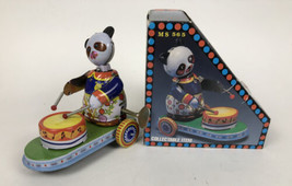 Panda Drumming Animal ￼Circus Carnival Metal Windup Toy VTG Protocol MS ... - £14.78 GBP