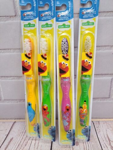 4 Pc Crest Kid's Soft Toothbrush Sesame Street Bert&Ernie, Elmo, Cookie Monster - £7.28 GBP