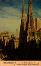 c1939 Fifth Avenue, St. Patrick&#39;s Church, Macy Color Views of N Y -postcard bk44 - £2.32 GBP