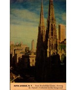 c1939 Fifth Avenue, St. Patrick's Church, Macy Color Views of N Y -postcard bk44 - $2.97