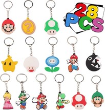 28 PCS Mario Theme Keychains, Mario Cartoon Theme Party Supplies for Kids Party - £19.60 GBP