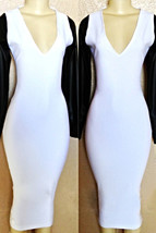 Deep V Black Long Sleeve and White Sexy Long Maxi Dress - $79.99