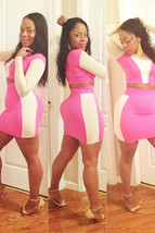 Pink and White 2 Piece Bodycon Dress - $79.99