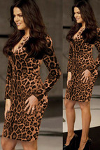 V Neck Bodycon Dress In Leopard Print - $79.99