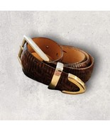 MARTIN DINGMAN Brown 23086 Treccia Alligator Embossed Calfskin Silver Be... - $37.97