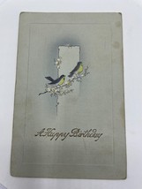 Vintage Birthday Card 1915 Postmark Bird Postcard Rare Made in Germany - $4.74