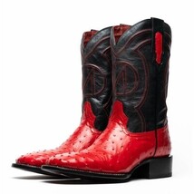 ALABAMA Genuine Ostrich Skin Cowboy Boot from the Western Collection Red image 7