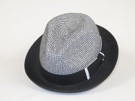 Men's Bently Soft Fedora Briad Straw Hat Stingy Brim Gino Gi210 Black White image 2