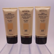 LOT OF 3 Revlon New Complexion Even Out Makeup Foundation Oil-Free NUDE BEIGE - $14.84