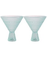 Halo Set of 2 Light Blue Martini Glasses 11.80 Oz - $41.53