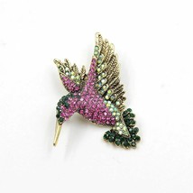 Colorful Rhinestone Hummingbird Brooch Hat Pin Fashion Accessories - £9.53 GBP