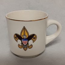 Boy Scouts Coffee Mug White Gold Rim Ceramic - $16.95