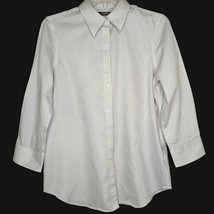Chaps Womens Size Medium Blouse Button Front 3/4 Sleeve Polka Dot Collared - £10.98 GBP
