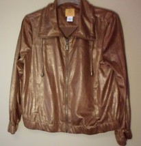 Ruby Rd  Golden Brown Reptile Print Zipper Down Jacket Petites Size 10P - £27.06 GBP