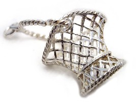 Welded Bliss Sterling 925 Solid Silver Woven Basket Charm With Swing Handle W... - $41.16