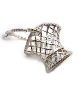 Welded Bliss Sterling 925 Solid Silver Woven Basket Charm With Swing Han... - £32.38 GBP