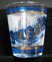 Sausalito Shot Glass Souvenir Clear Glass with Ice Blue Sailing Illustrations - £5.56 GBP