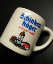 Schinkenhager Shot Glass Souvenir White Ceramic Mini Mug Style Bavaria Blue Red - £6.36 GBP