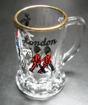 Bockling London Mug Shot Glass Souvenir Gold Band Marching Beefeaters An... - $10.99