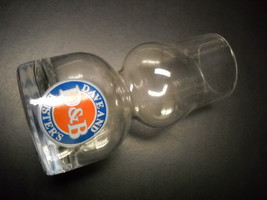 Dave And Buster&#39;s Double Bubble Shot Glass Clear Glass with Orange Blue Print - £5.49 GBP