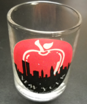 New York Candle Holder Shot Glass Big Apple Over Manhattan Skyline Red a... - $8.99