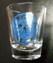Universitas Joannis Carroll Shot Glass Coat of Arms in Blue on Clear Glass 1886 - £5.58 GBP