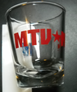 MTV NYC Shot Glass Clear Glass Red Print with Blue Music Television Logo 2002 - $6.99