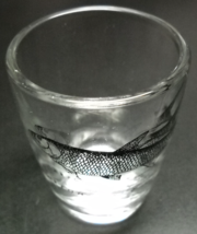 Fish Shot Glass Barrel Shaped Tarpon Black Illustration on Clear Glass MB Artist - £5.52 GBP