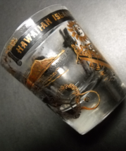 Hawaiian Islands Shot Glass Souvenir Clear Glass with Illustrations Gold &amp; Black - £5.60 GBP