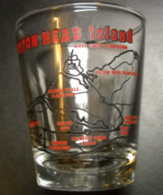 Hilton Head Island Shot Glass Clear Glass with Red Print and Black Map Outline - £5.58 GBP