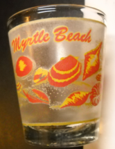 Myrtle Beach Shot Glass Clear Glass with Frosted Wrap Around with Beach Sea Life - £5.49 GBP