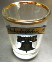 Philadelphia Pennsylvania Shot Glass Liberty Bell City Gold Black Clear Glass - £5.49 GBP