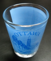 Ottawa Canada&#39;s Capital Shot Glass Blue Wrap Around on Clear Glass Dr I M High - £5.61 GBP