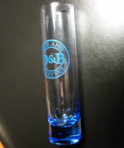 Dave and Buster&#39;s Tall Shot Glass D&amp;B Light Blue Glass with Dark Blue Print Logo - £6.28 GBP